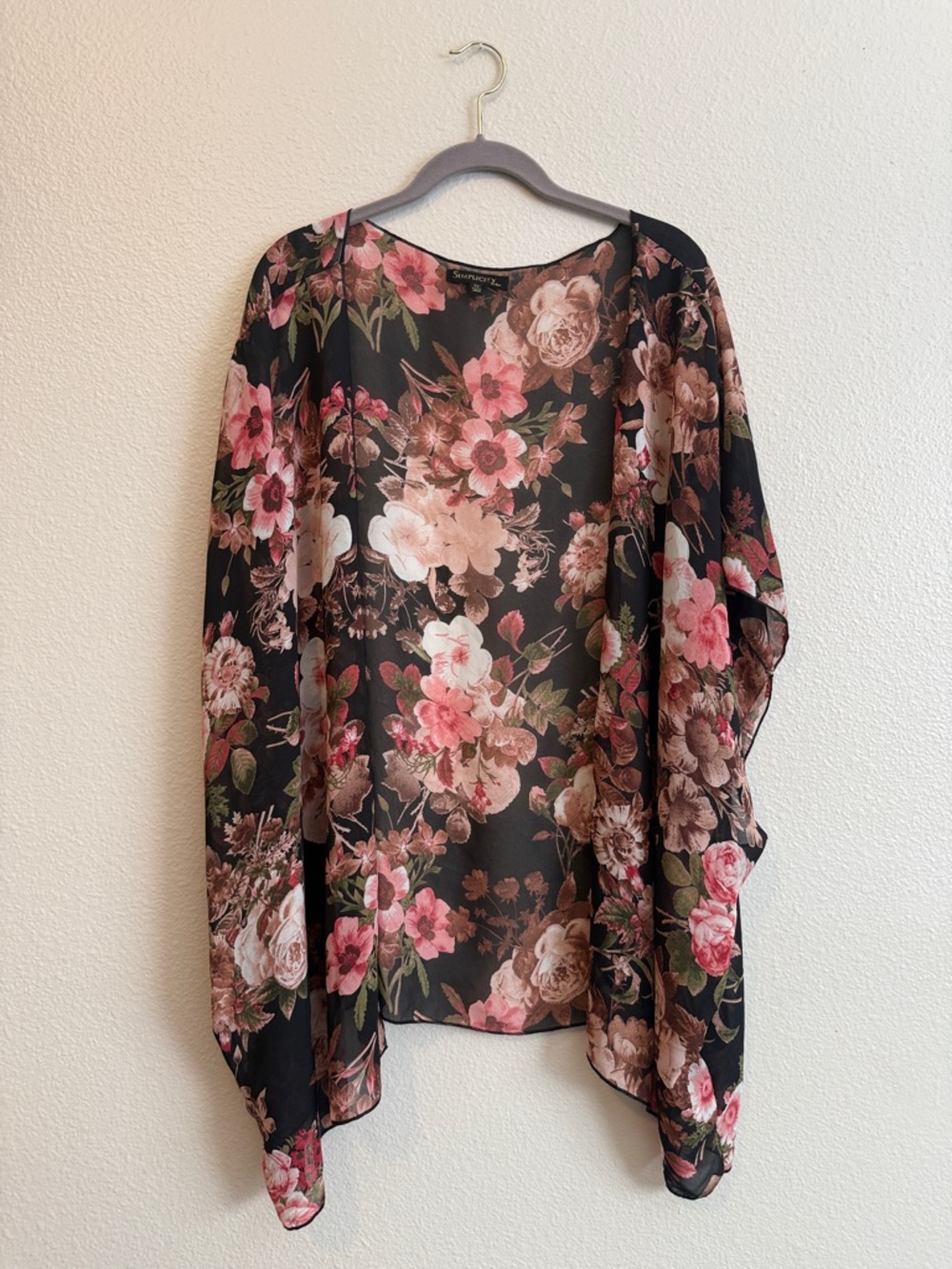 Simplicity by Azul 3X Floral Kimono Cardigan Sheer Boho Lightweight Open Front